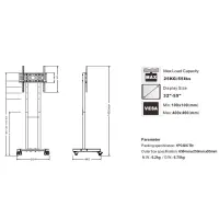 TV Flor Stand Noozy Y609S-2  for 32'' - 55' VESA from 100 x 100mm to 400 x 400mm Maximum weight capacity 25kg
