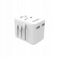 International Adapter And Charger Energizer TA633M USN/CN AU UK EU with USB-C and 2xUSB-A 25W Apple Certified MFI White