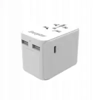 International Adapter And Charger Energizer TA633M USN/CN AU UK EU with USB-C and 2xUSB-A 25W Apple Certified MFI White