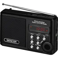 Portable Pocket Radio with USB, Micro SD, MP3 2W Sencor SRD 215 B Black