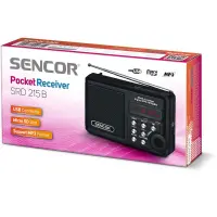 Portable Pocket Radio with USB, Micro SD, MP3 2W Sencor SRD 215 B Black