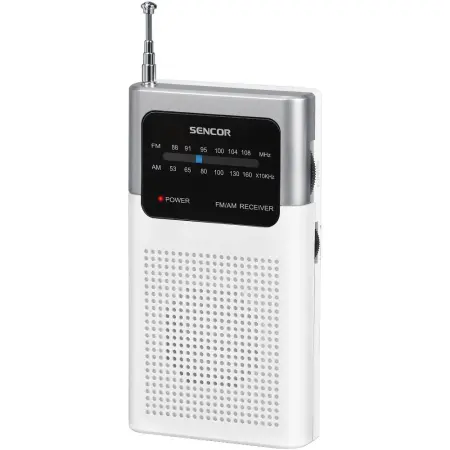 Portable Analog AM/FM Pocket Radio 3.5mm 3AAA Sencor SRD 1100 W White