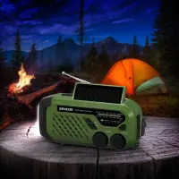 Radio Camping Iliako with USB-C Hand Crank and 2 LED Flashlights FM/AM Sencor SRD 1000SCL GR Green