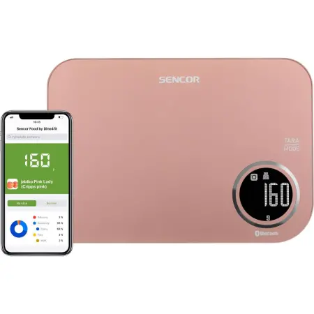 Kitchen Scale 5Kg Sencor SKS 7070GG LCD Screen and Bluetooth Connectivity to Mobile App Pink
