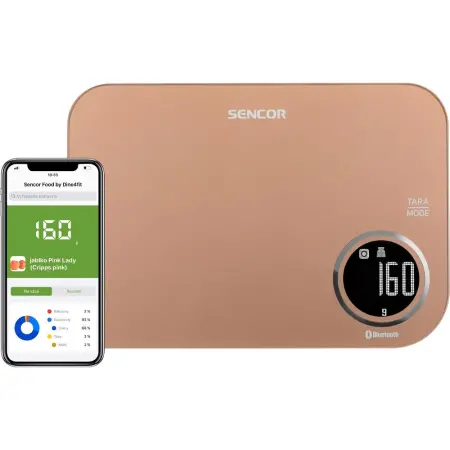 Kitchen Scale 5Kg Sencor SKS 7076GD LCD Screen and Bluetooth Connectivity to Mobile App Gold