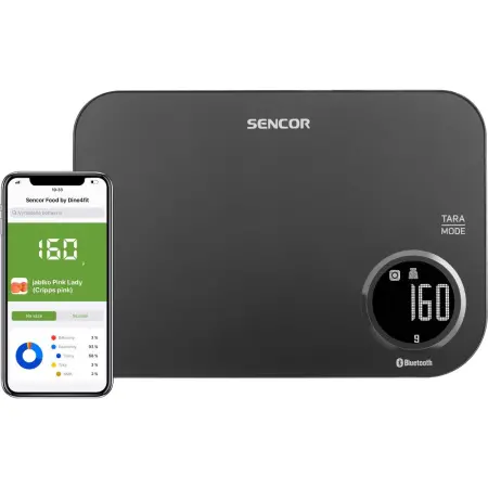 Kitchen Scale 5Kg Sencor SKS 7070GG LCD Screen and Bluetooth Connectivity to Mobile App Black