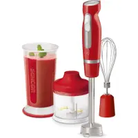 Hand Blender Sencor SHB 4464RD-EUE3 3 in1 with Stainless Steel Wand Turbo Function 500ml Multi Cutter 700ml Container and Wisk Red