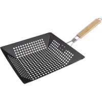 Grill Basket Perforated with Wooden Handle 30x30cm BBQ Lamart LT5031 Black