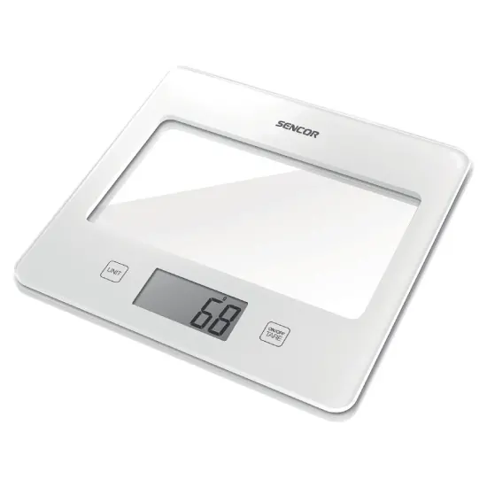 Kitchen Scale 5Kg LCD Screen UltraSlim Glass Sencor SKS 5030WH White