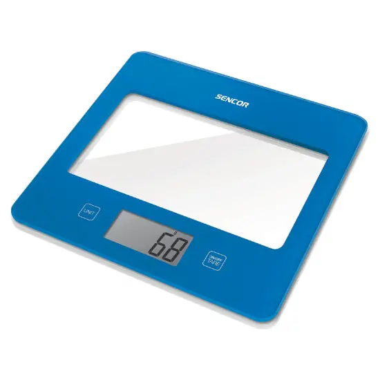 Kitchen Scale 5Kg LCD Screen UltraSlim Glass Sencor SKS 5032BL Blue