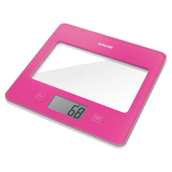 Kitchen Scale 5Kg LCD Screen UltraSlim Glass Sencor SKS 5038RS Pink