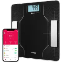 Smart Fitness Bathroom Scale with Bluetooth for iOS and Android Sencor SBS 8002BK