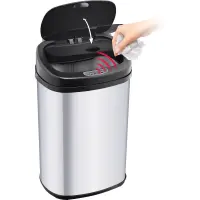 Stainless Steel Waste Bin with Photocell 42lt SENSOR Lamart LT8022 Silver/Black