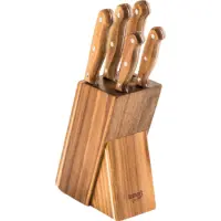 Knife Set 5pcs with Wooden Base BLOCK Lamart LT2080 Brown