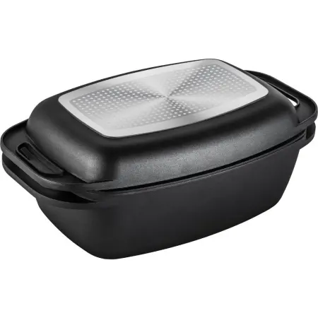 Cast Aluminum Grill Pot with Lid 9L+3L Lamart LT1105 Black