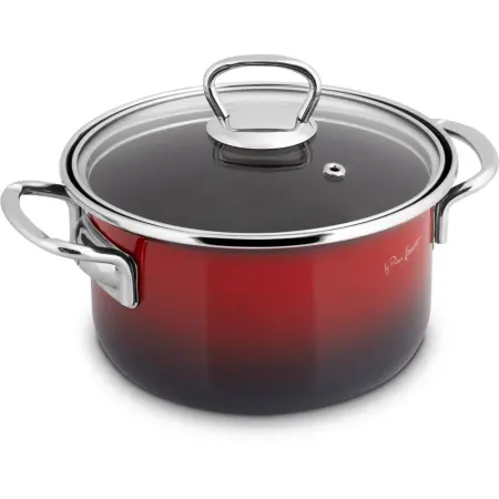 Enamel Pot 16x10cm 1.8lt Lamart LT1180 Red/Black