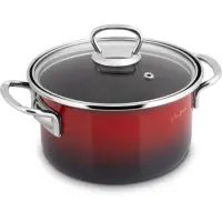 Enamel Pot 16x10cm 1.8lt Lamart LT1180 Red/Black