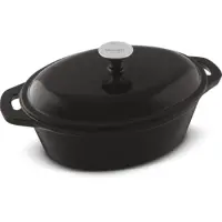 Cast Iron Oval Pot 35.5X21.4cm 3.6lt Lamart LT1210 Black