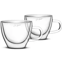 Cappuccino Cup with Handle THERMO Double Wall Set 2pcs 190ml Lamart LT9026 Transparent