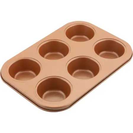 Pastry Mold for 6 Muffins Non-stick 26.5X18cm Lamart LT3091 Copper