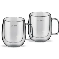 Set Coffee Glass Cups with Handle & Double Wall 350ml VASO Lamart LT9035 Transparent 2pcs