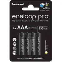 Rechargeable Battery Panasonic eneloop pro BK-4HCDE/2BE 930 mAh size AAA Ni-MH 1.2V Τεμ. 4 New Package