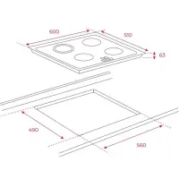 Built-in TEKA Ceramic Hob Standalone 4 Zones with Locking Function 60cm TBC 64010 TTC Black