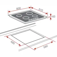 Built-in TEKA Ceramic Hob Standalone 4 Zones with Locking Function 60cm TZ 6415 Black