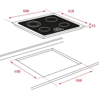 Built-in TEKA Ceramic Hob Standalone 4 Zones with Locking Function 60cm TZ 6415 Black