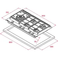 TEKA Built-in Gas Hob Autonomic 5 Zones & 9Adjustment Levels 90cm GZC 95320 XBA Black