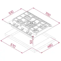 TEKA Built-in Gas Hob Autonomic 5 Zones & 9Adjustment Levels 70cm GZC 75330 XBA Black