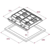 TEKA Built-in Ceramic Gas Hob Autonomic 4 Zones & 9Adjustment Levels 60cm GZC 64300 XBA Black