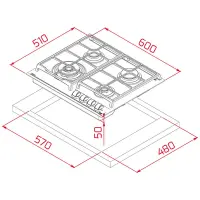 Built-in Glass TEKA Gas Hob 4 Zones with 9 Adjustment Levels 60cm GZC 64320 XBA ST Urban Grey