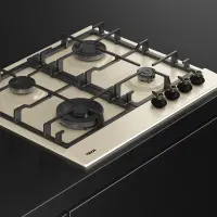 Built-in Stainless Steel TEKA Gas Hob 4 Zones with Country Style 60cm GSC 64320 RBC VB Vanilla Brass