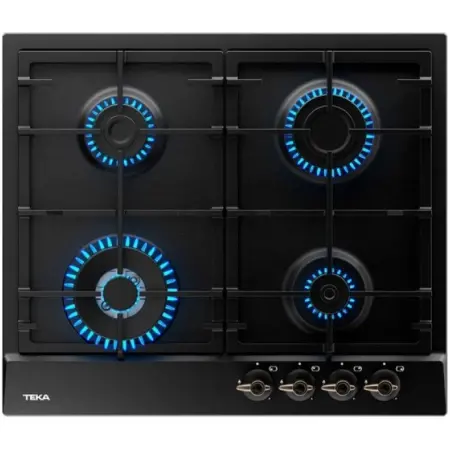 Built-in Stainless Steel TEKA Gas Hob 4 Zones with Country Style 60cm GSC 64320 RBC AB Antracite