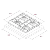 Built-in Stainless Steel TEKA Gas Hob 4 Zones with Country Style 60cm GSC 64320 RBC AB Antracite