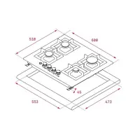 Built-in Stainless Steel TEKA Gas Hob Autonomous 4 Zones 60cm EFX 60.1 4G AI AL DR CI Silver