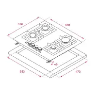 Built-in Stainless Steel & Electric Gas Hob TEKA Standalone 2 & 2 Zones 60cm EFX 60.1 2G 2H AI AL BTN Silver