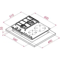 Built-in Gas Hob & Induction TEKA 2+2 Zones Multislider Control 60cm JZC 64322 AB Black