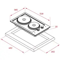 Domino TEKA Built-in Stainless Steel Hob 2 Zones with Rotary Switches 30cm EFX 30.1 2P Silver