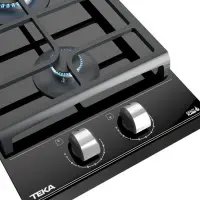 Built-in Glass Domino TEKA Gas Hob 2 Zones with 9 Adjustment Levels 30cm GZC 32300 XBA Black