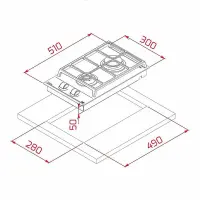 Built-in Glass Domino TEKA Gas Hob 2 Zones with 9 Adjustment Levels 30cm GZC 32300 XBA Black