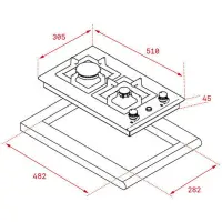 Built-in Stainless Steel Domino TEKA Gas Hob 2 Zones 30cm EFX 30.1 2G AI AL CIA Silver