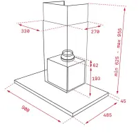 Hood Chimney Wall TEKA EcoPower 3+1 Speeds 701 m3/h 70cm DLH 786 T Silver/Black