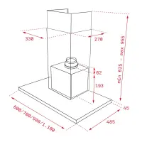 Hood Chimney Wall TEKA EcoPower 3+1 Speeds 701 m3/h 60cm DLH 686 T Silver/Black