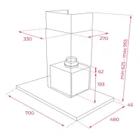 Hood Chimney Wall TEKA EcoPower 3+1 Speeds 735m3/h 70cm DSH 786 Silver