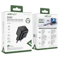 Travel Charger Acefast A77 Fast Charging USB-C Mini PD30W GaN Μαύρο