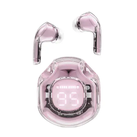 Wireless Hands Free TWS Acefast T9 Color Lotus Pink v5.3  with Led Display Noise Reduction IPX4 Inlude Case and Llanyard