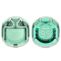 Wireless Hands Free TWS Acefast T9 Color Mint Green v5.3  with Led Display Noise Reduction IPX4 Inlude Case and Llanyard