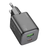 Hoco N41 Almighty Travel Charger with 2 USB QC3.0 18W and USB-C PD20W Charging Outputs Black